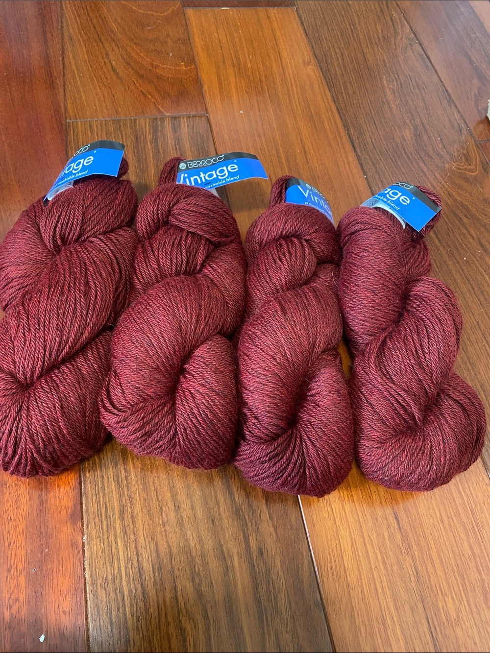 Berroco Vintage Yarn Skeins in Deep Wine Red